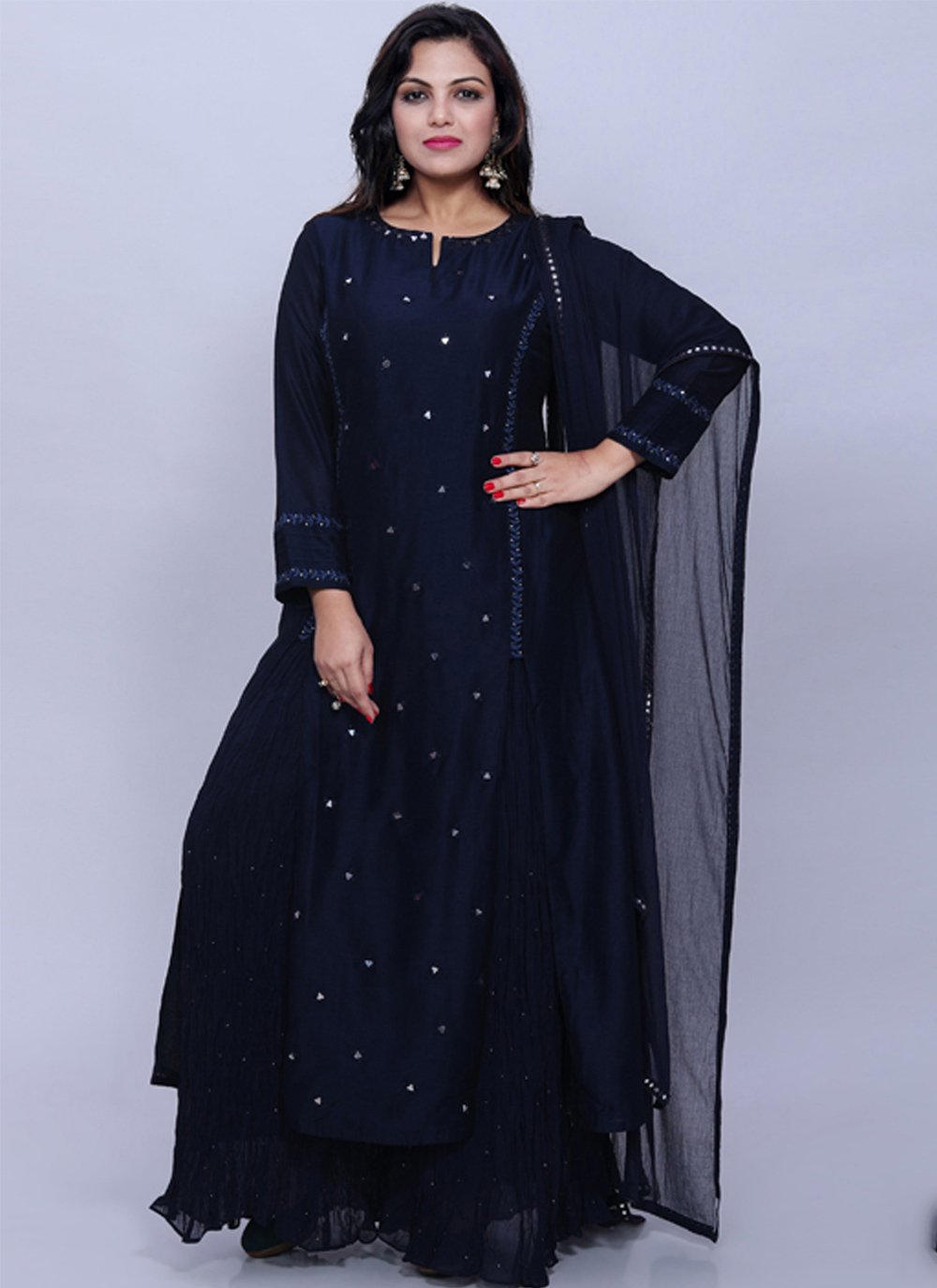 Buy Blue Art Silk Trendy Salwar Suit Online