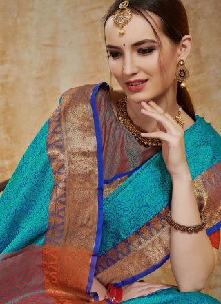 Blue Art Silk Weaving Designer Traditional Saree