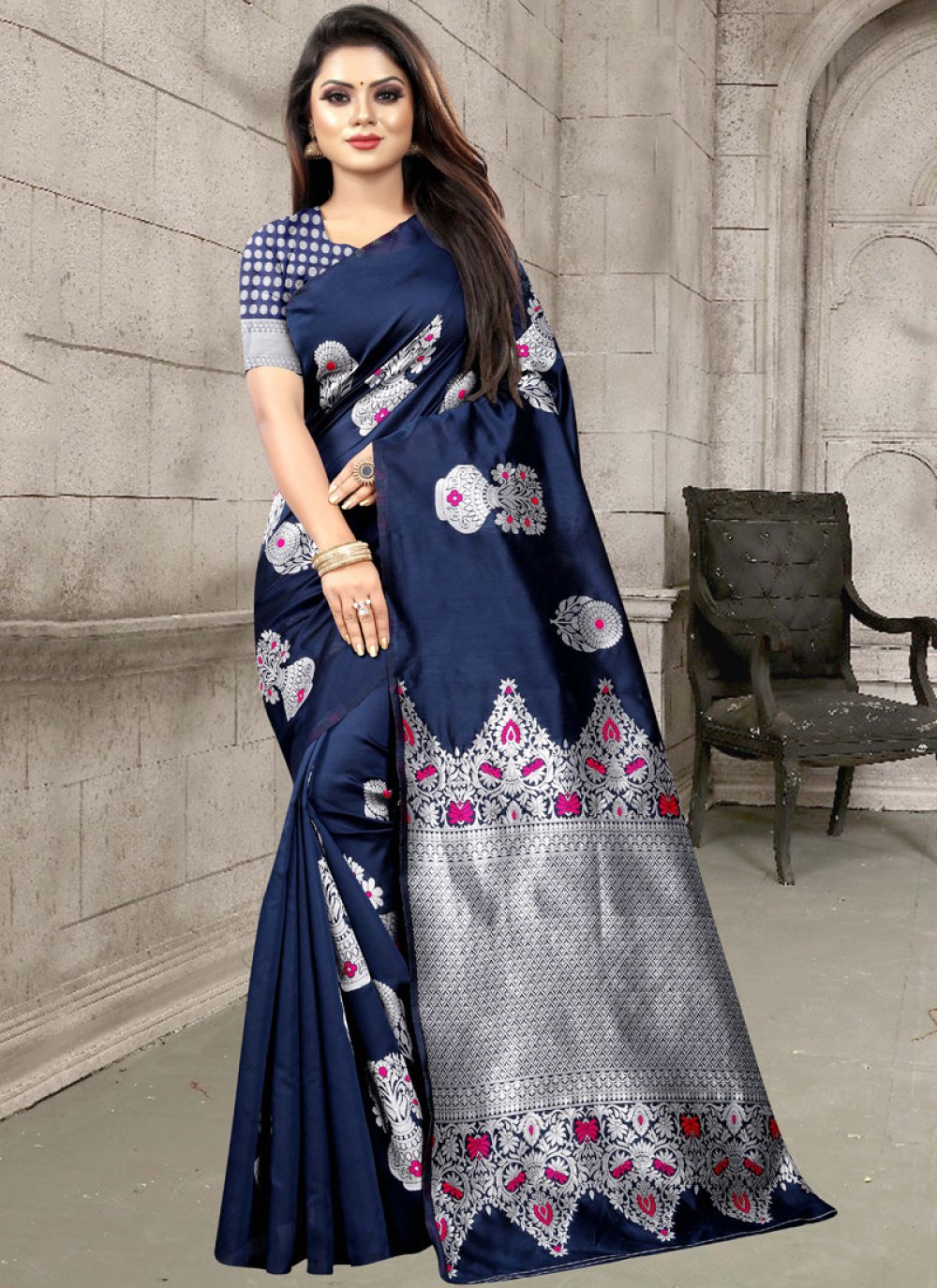Buy Blue Color Traditional Saree Online 143253 Designer Sarees