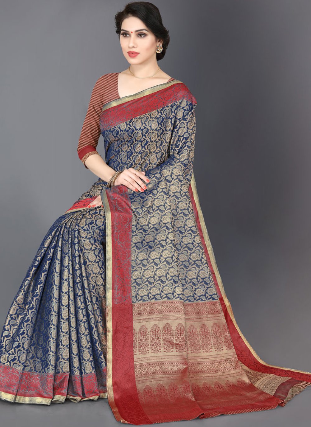 Shop Online Blue Mehndi Trendy Saree : 141877