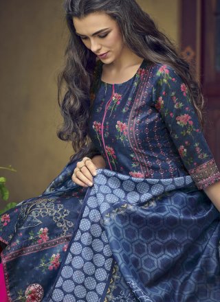 Blue Silk Designer Salwar Suit