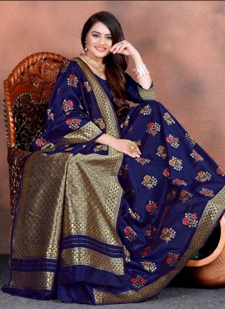 Blue Weaving Party Traditional Saree