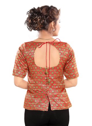 Brocade Embroidered Red Blouse