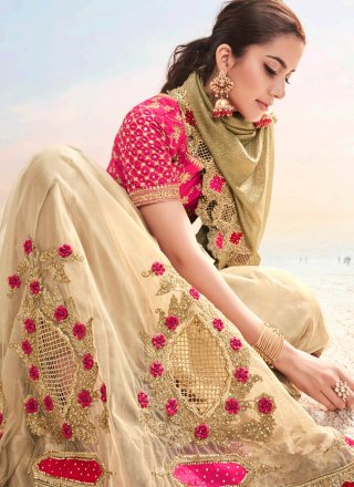 Brown Fancy Fabric Resham Designer Saree