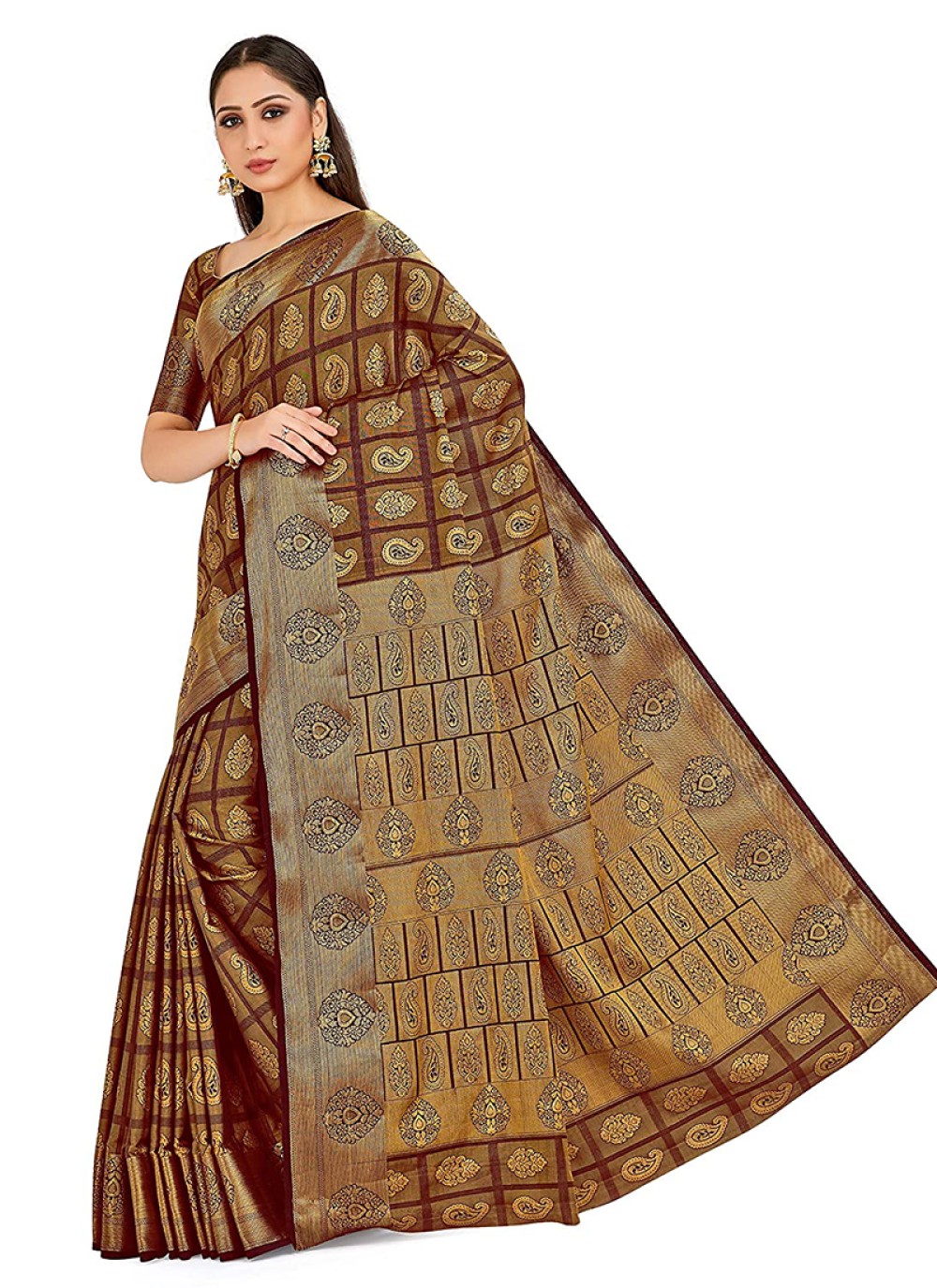 Brown Festival Art Silk Designer Traditional Saree