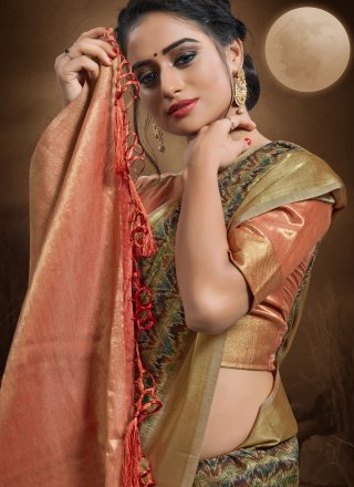 Classic Saree Digital Print Silk in Multi Colour