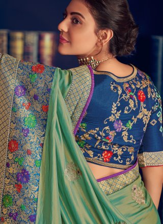 Contemporary Saree Weaving Silk in Green