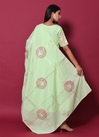 Cotton Block Print Sea Green Salwar Suit