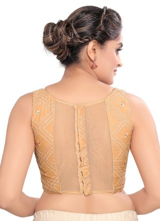 Cotton Embroidered Blouse in Gold