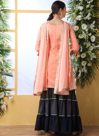 Cotton Embroidered Designer Palazzo Suit