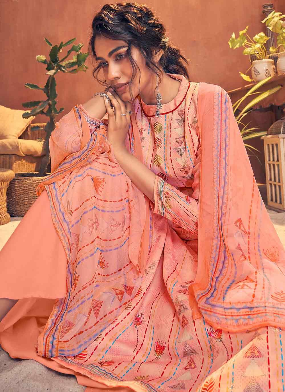 Buy Online Cotton Embroidered Designer Suit : 159898