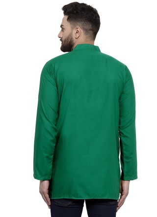 Cotton Embroidered Kurta in Green