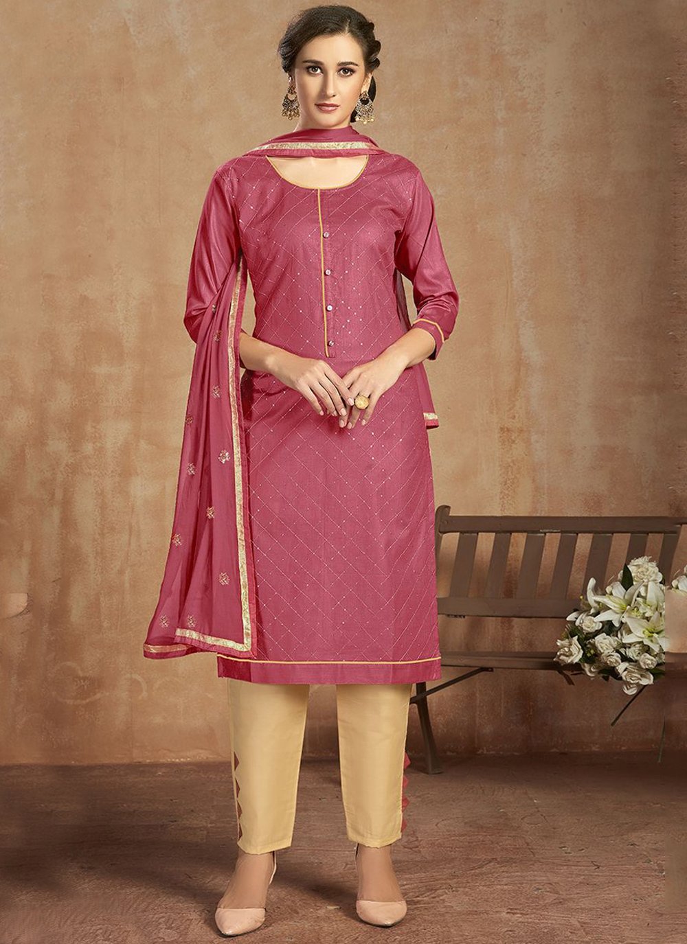 plain pink salwar suit