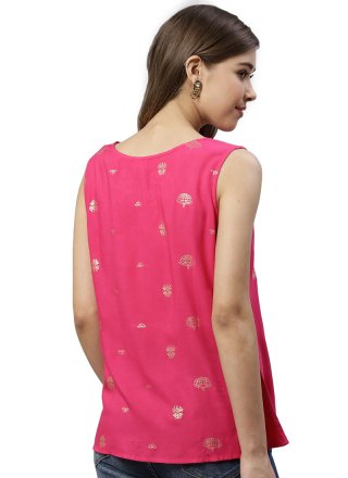 Cotton Printed Pink Designer Kurti
