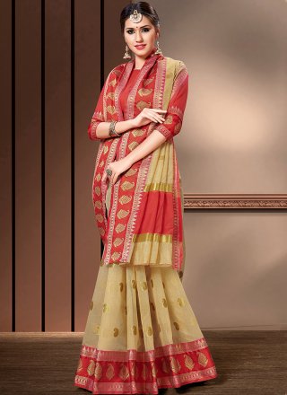 Cotton Silk Traditional Designer Saree in Cream
