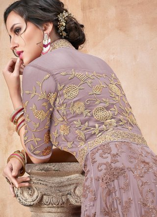 Designer Salwar Kameez Embroidered Net in Purple