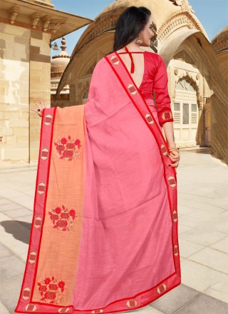 Designer Saree Lace Cotton in Pink