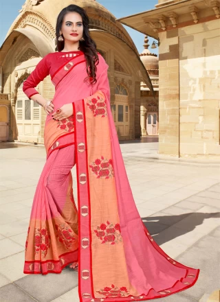 Designer Saree Lace Cotton in Pink