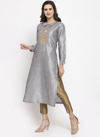 Dupion Silk Mehndi Readymade Salwar Suit