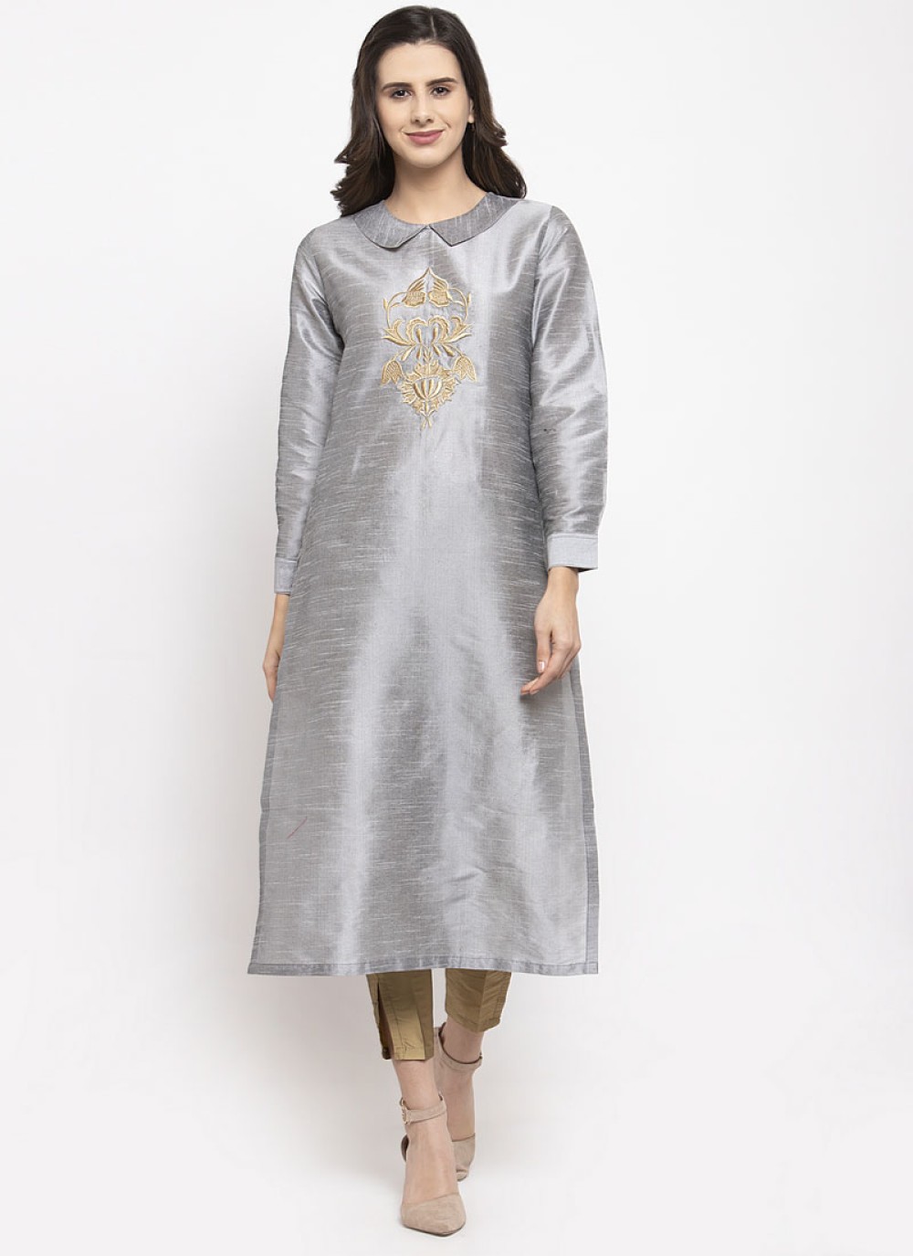 Dupion Silk Mehndi Readymade Salwar Suit