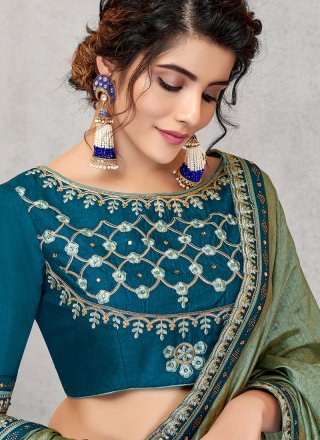 Embroidered Art Silk Designer Traditional Saree in Blue