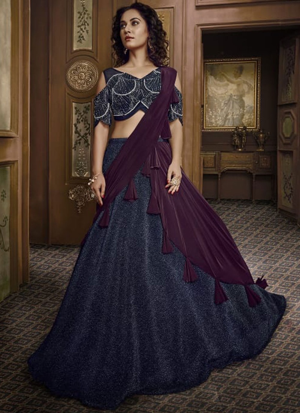 Shop Embroidered Fancy Fabric Designer Lehenga Choli Online 140208 New Arrivals