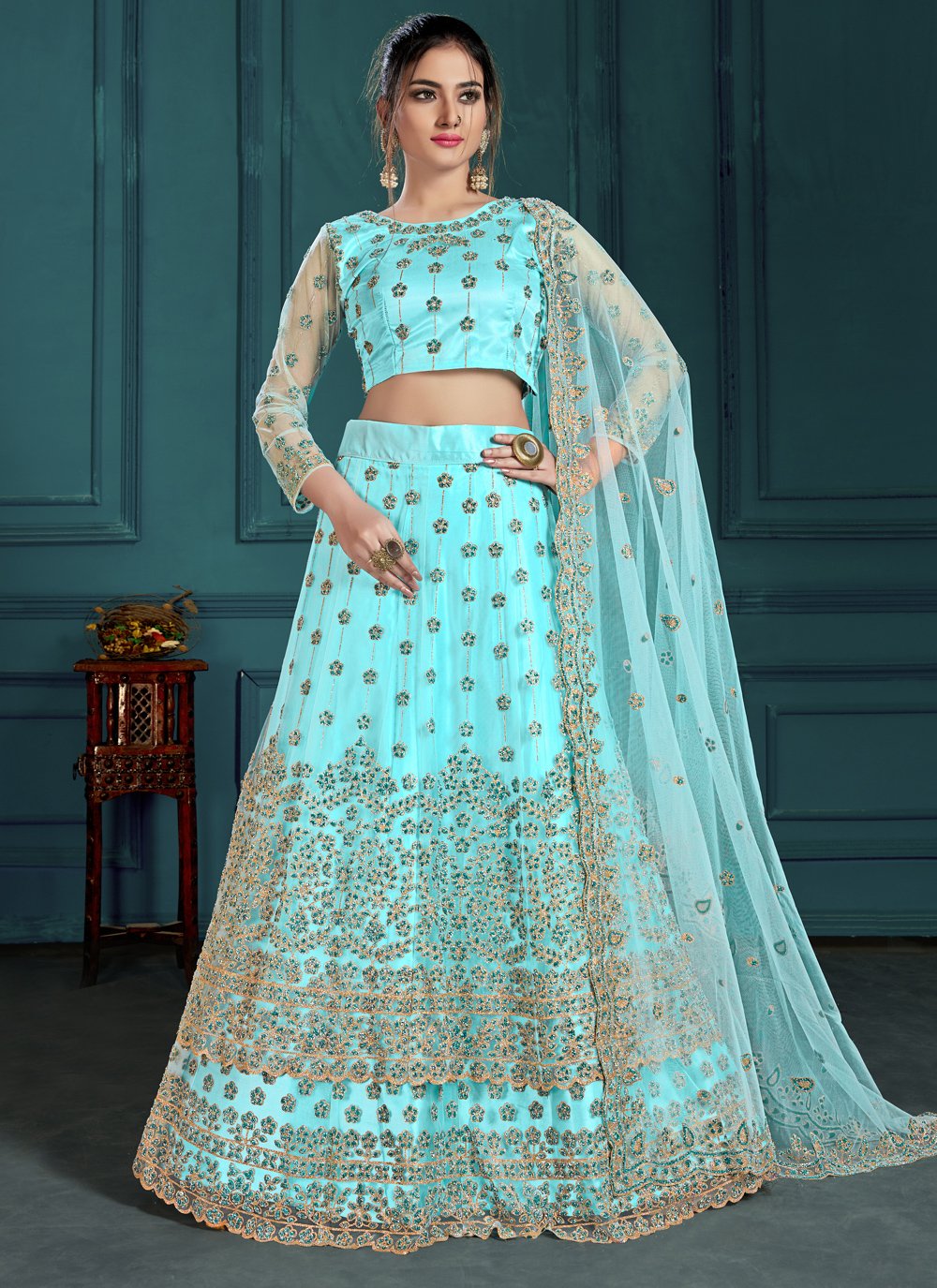 turquoise lehenga online shopping