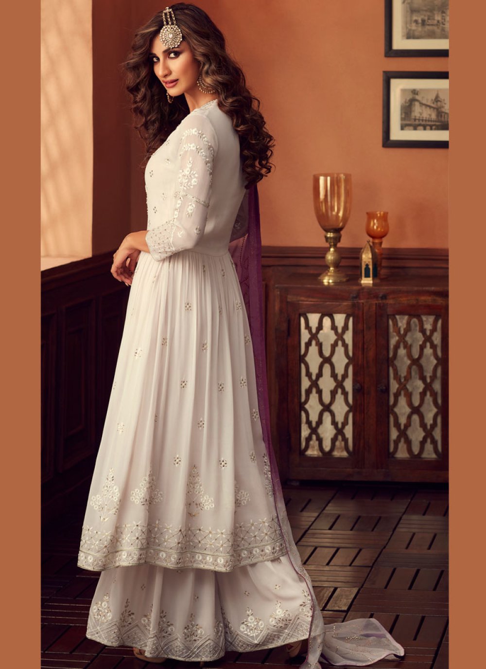 Buy Embroidered Off White Salwar Kameez Online : 145703