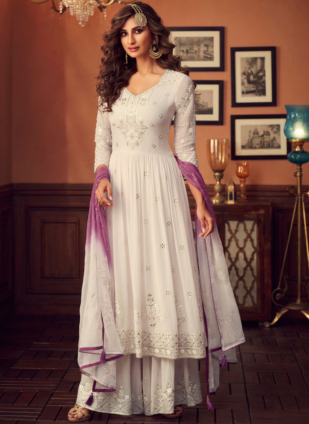 Buy Embroidered Off White Salwar Kameez Online : 145703