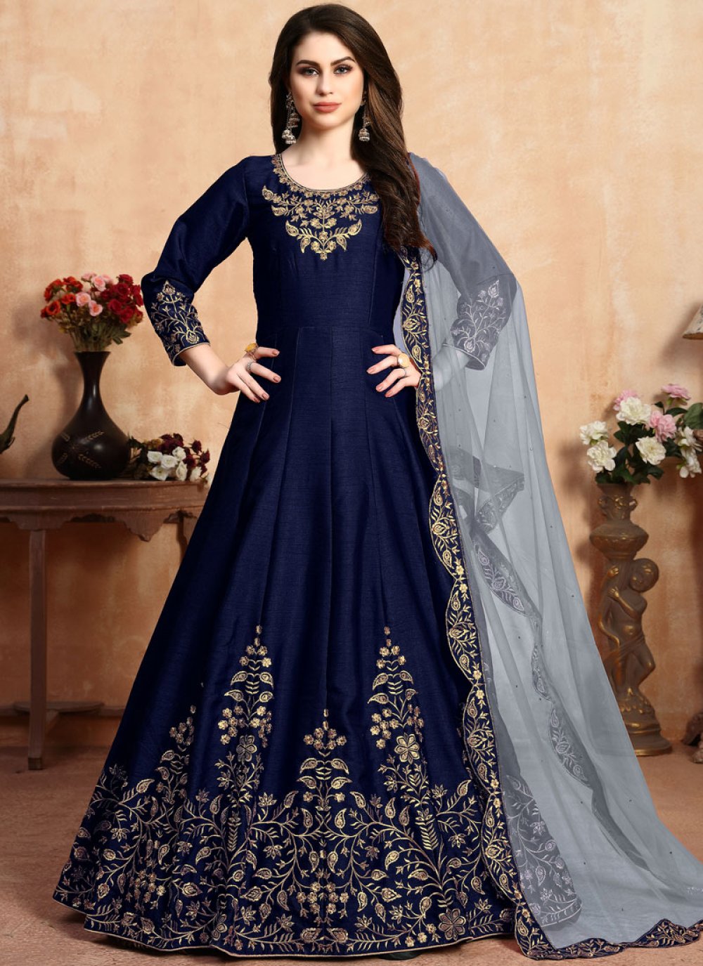 blue anarkali dress online shopping