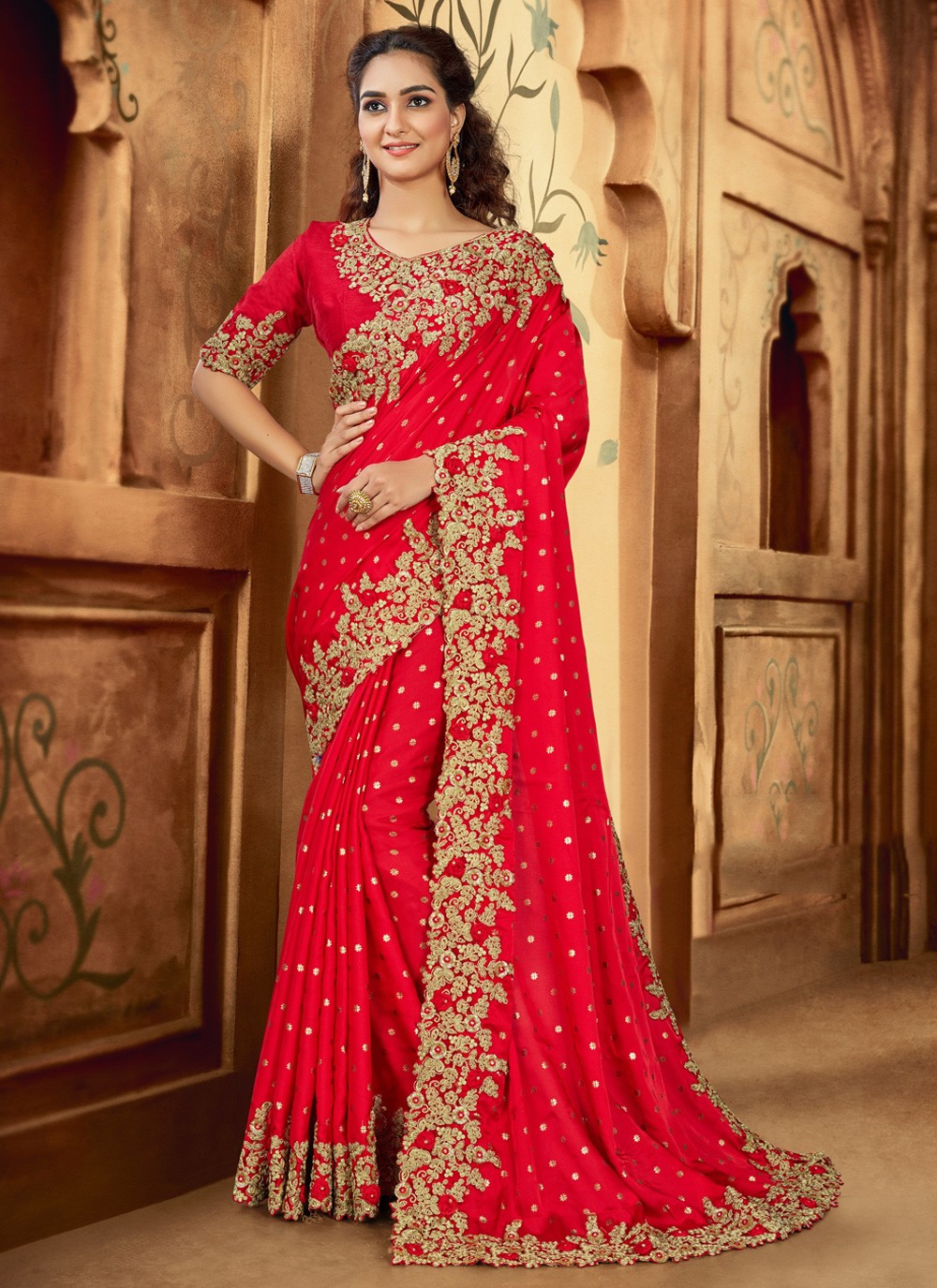 Top more than 90 red modern saree latest