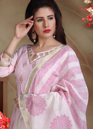 Embroidered Rose Pink Banarasi Silk Trendy Churidar Salwar Suit