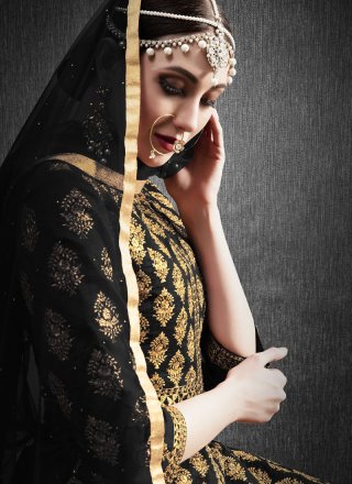 Embroidered Silk Designer Lehenga Choli in Black