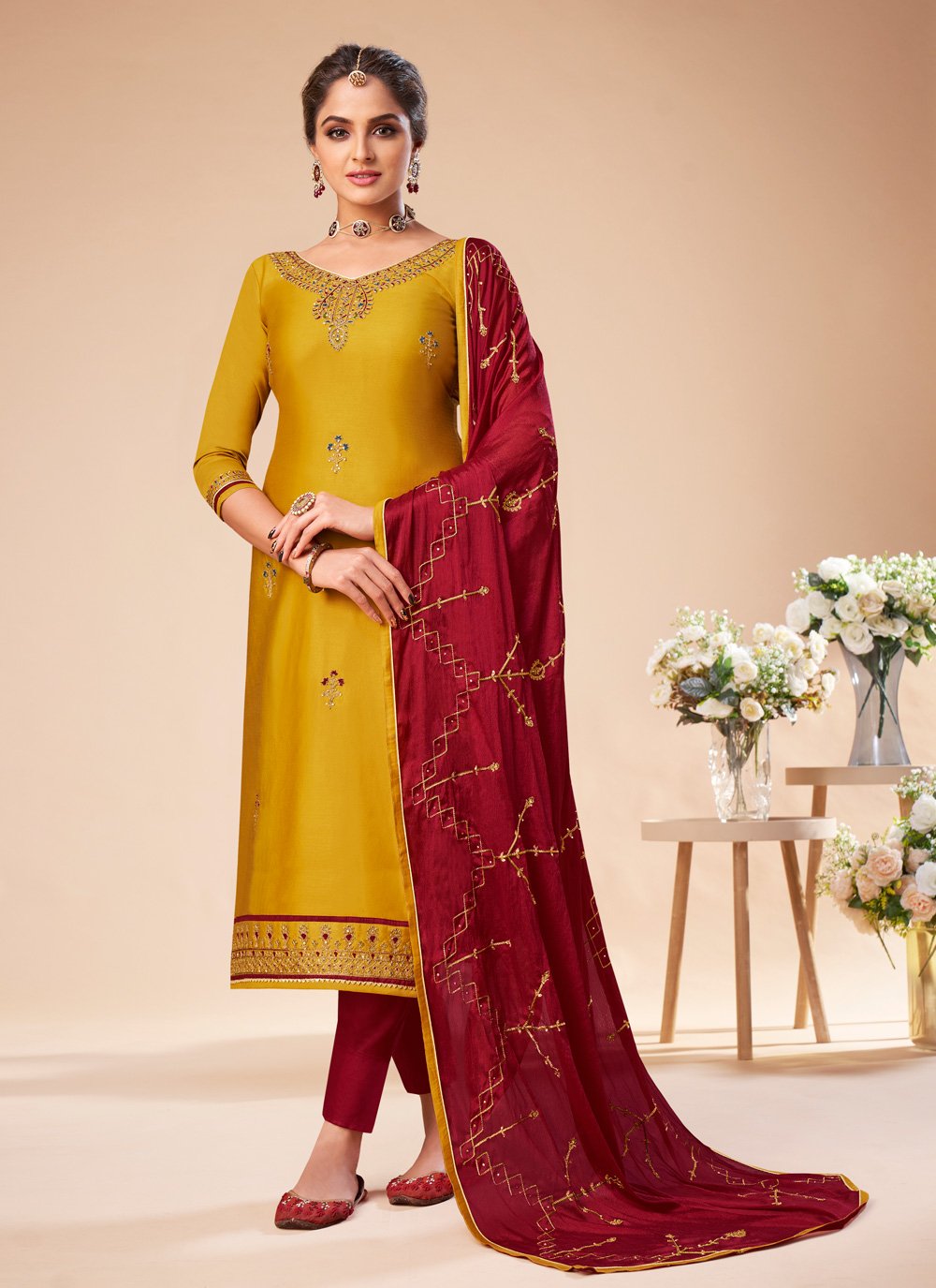 Pattu salwar kameez designs Clearance