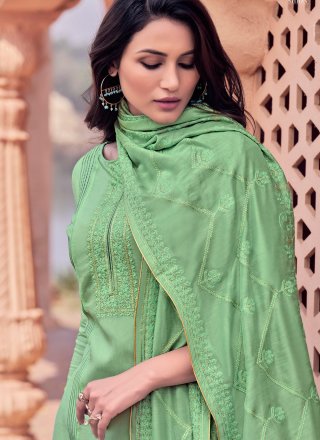 Embroidered Viscose Green Designer Salwar Kameez
