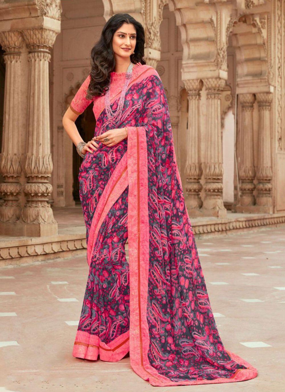 Buy Fabulous Georgette Lace Work Saree Online