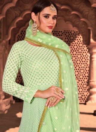Georgette Readymade Salwar Suit in Green