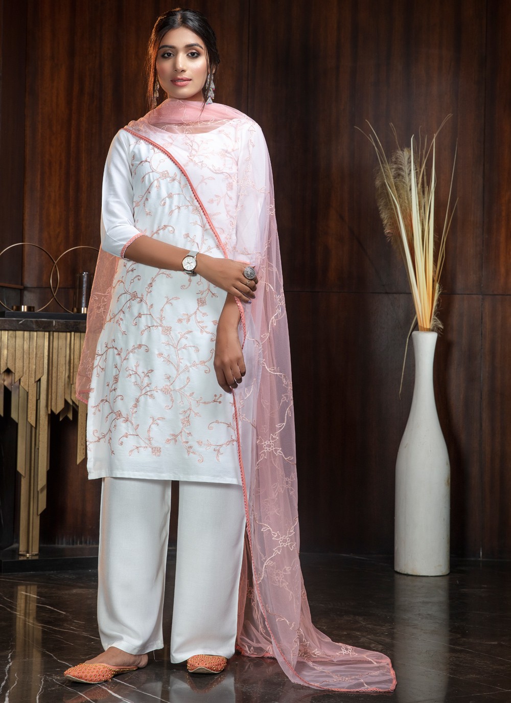 Off White Designer Pure Georgette Suit Online at Best Price - Rutbaa