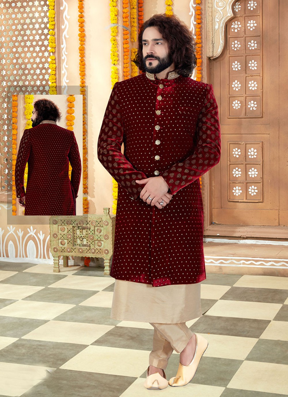 Mehroon sherwani clearance