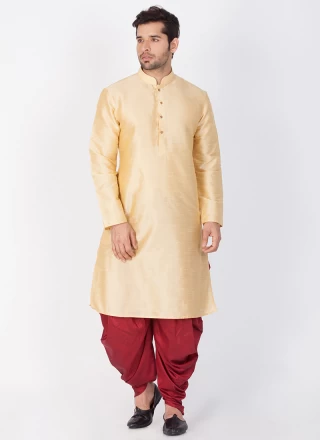 Gold Art Banarasi Silk Wedding Dhoti Kurta