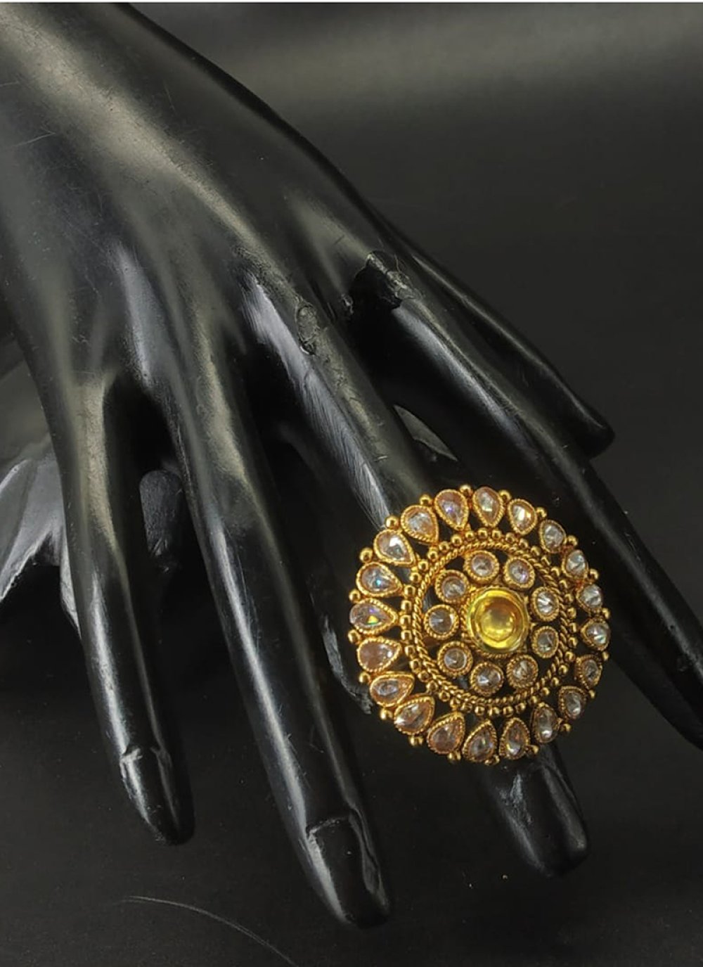 Retro Vintage Big Flower Gold Ring For Women Turkish Antique Ethnic Hollow  Alloy Zircon Wedding Jewelry Gift | Lazada
