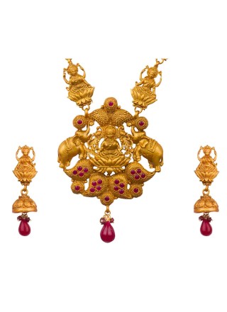 Gold Stone Work Reception Necklace Set