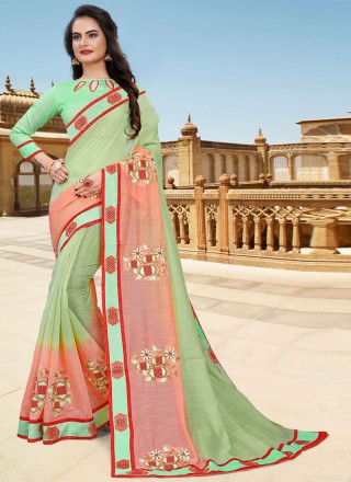 Green and Pink Lace Party Classic Designer Saree