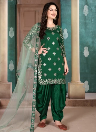 Green Art Silk Salwar Kameez