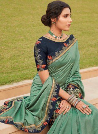 Green Embroidered Classic Saree