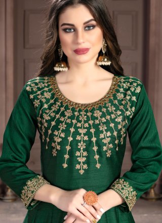 Green Embroidered Anarkali Suit