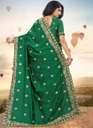 Green Festival Silk Designer Saree