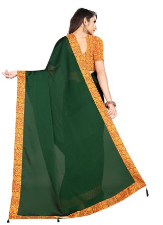 Green Lace Casual Trendy Saree