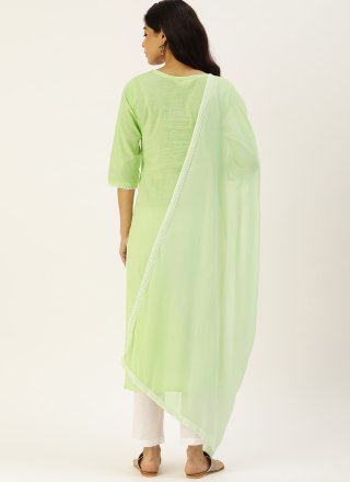 Green Party Cotton Trendy Straight Salwar Kameez