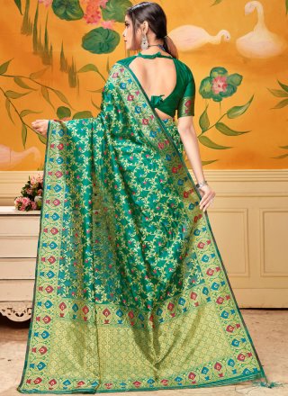 Green Print Cotton Casual Saree